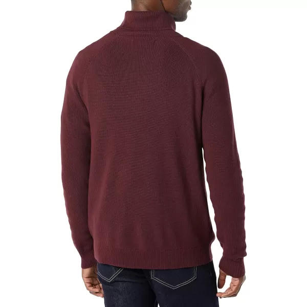 Amazon Essentials Mens 100 Cotton Rib Knit Turtleneck SweaterBurgundy