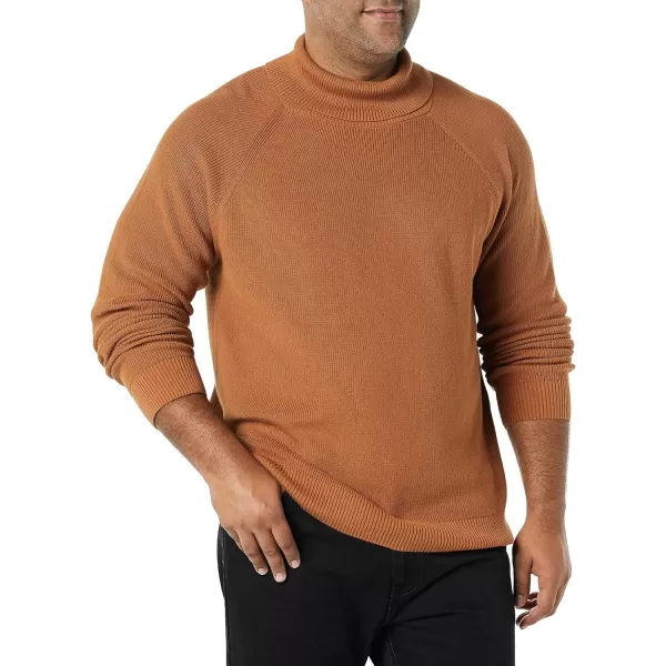 Amazon Essentials Mens 100 Cotton Rib Knit Turtleneck SweaterDark Camel