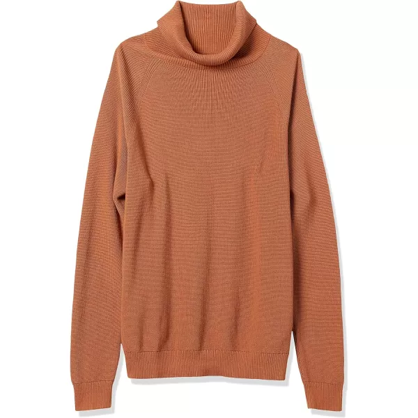 Amazon Essentials Mens 100 Cotton Rib Knit Turtleneck SweaterDark Camel