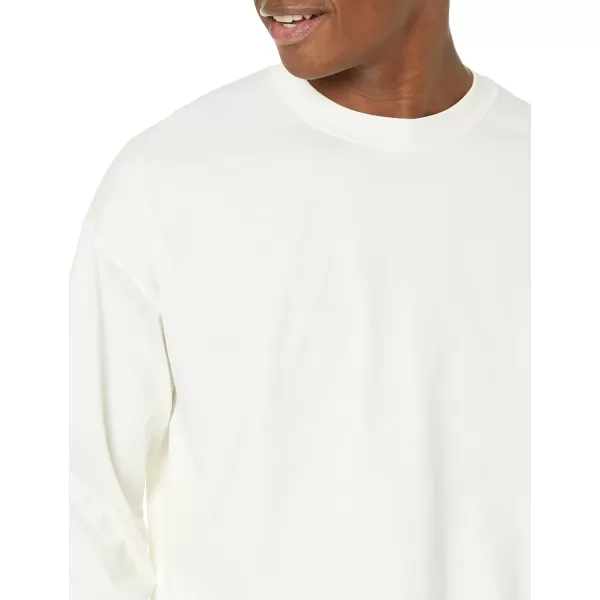 Amazon Essentials Mens 100 Organic Cotton OversizedFit LongSleeve TShirtEggshell White