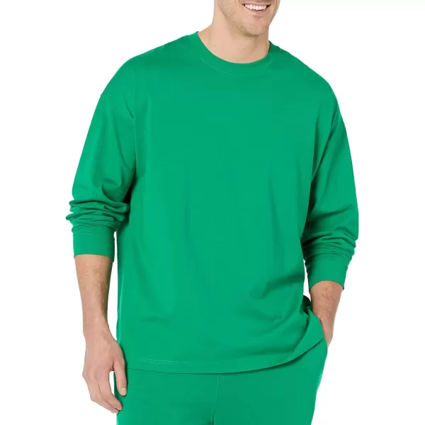 Amazon Essentials Mens 100 Organic Cotton OversizedFit LongSleeve TShirtGreen