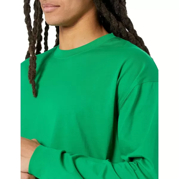 Amazon Essentials Mens 100 Organic Cotton OversizedFit LongSleeve TShirtGreen