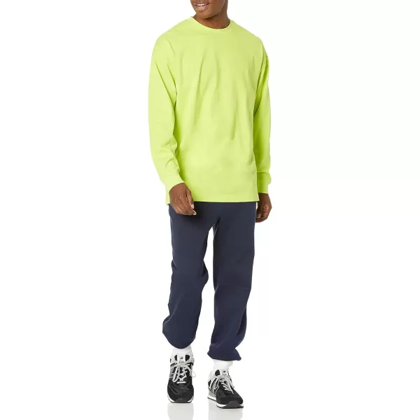 Amazon Essentials Mens 100 Organic Cotton OversizedFit LongSleeve TShirtLime Green