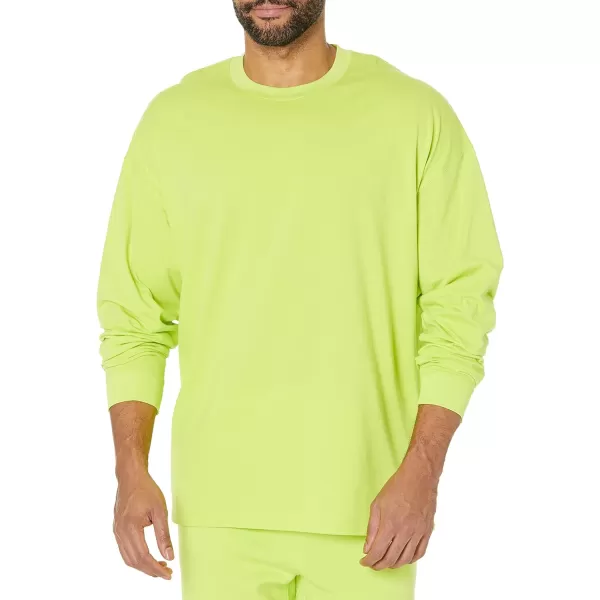 Amazon Essentials Mens 100 Organic Cotton OversizedFit LongSleeve TShirtLime Green