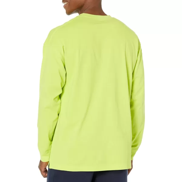 Amazon Essentials Mens 100 Organic Cotton OversizedFit LongSleeve TShirtLime Green