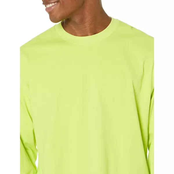 Amazon Essentials Mens 100 Organic Cotton OversizedFit LongSleeve TShirtLime Green