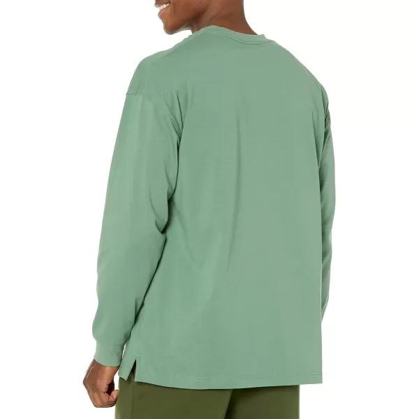 Amazon Essentials Mens 100 Organic Cotton OversizedFit LongSleeve TShirtSage Green