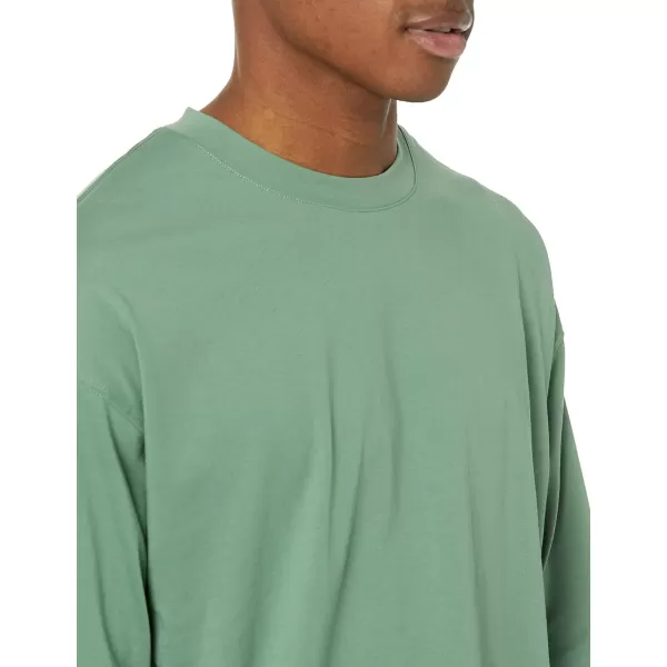 Amazon Essentials Mens 100 Organic Cotton OversizedFit LongSleeve TShirtSage Green