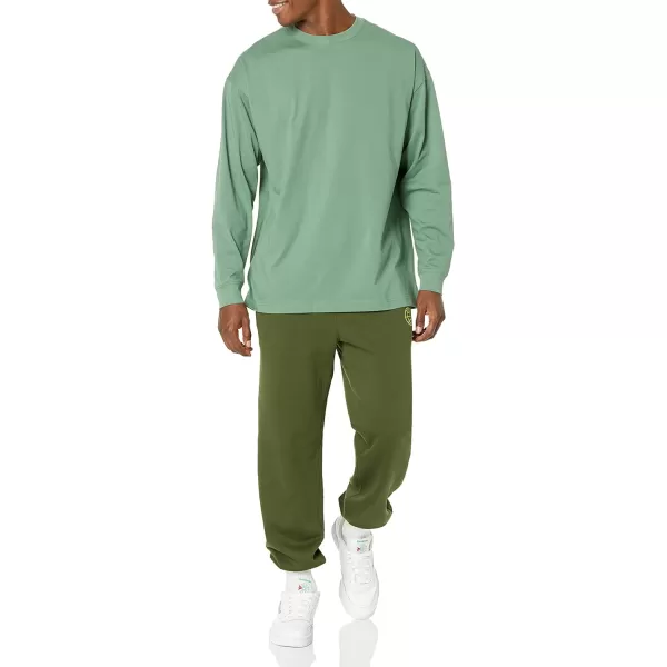 Amazon Essentials Mens 100 Organic Cotton OversizedFit LongSleeve TShirtSage Green