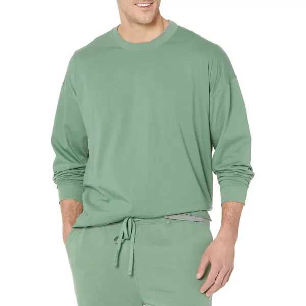 Amazon Essentials Mens 100 Organic Cotton OversizedFit LongSleeve TShirtSage Green