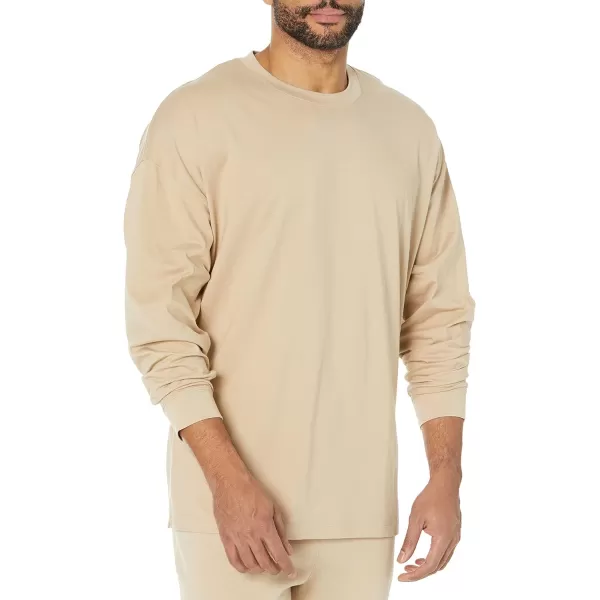 Amazon Essentials Mens 100 Organic Cotton OversizedFit LongSleeve TShirtTan