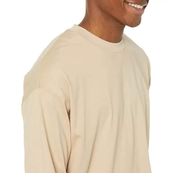 Amazon Essentials Mens 100 Organic Cotton OversizedFit LongSleeve TShirtTan