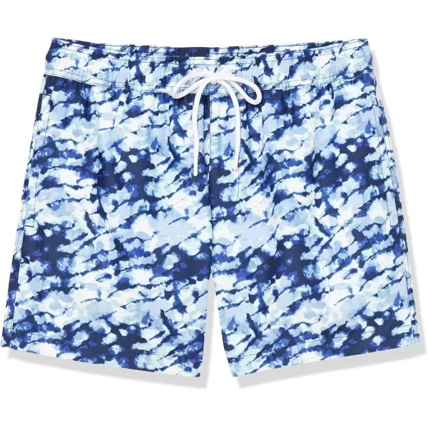 Amazon Essentials Mens 5 QuickDry Swim TrunkNavy Tie Dye