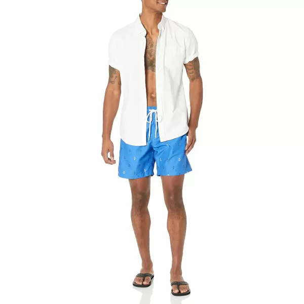 Amazon Essentials Mens 7 QuickDry Swim TrunkAnchor Print