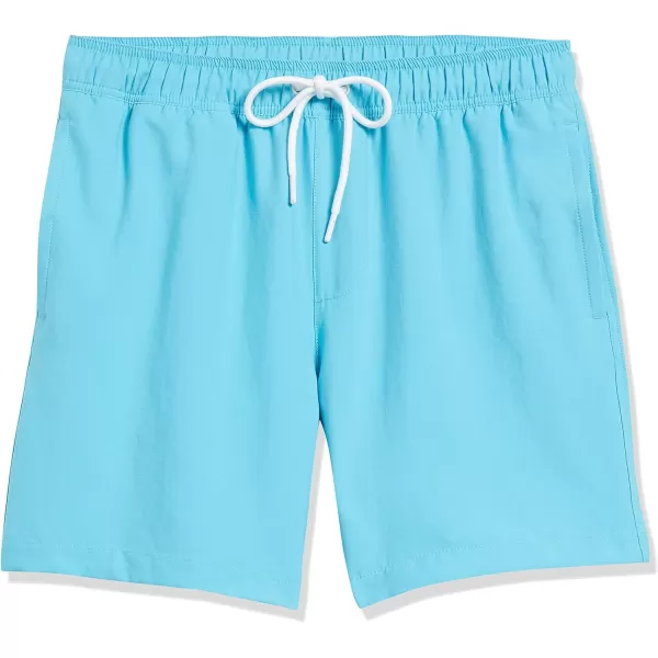 Amazon Essentials Mens 7 QuickDry Swim TrunkAqua Blue