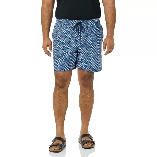 Amazon Essentials Mens 7 QuickDry Swim TrunkBlue Seahorse