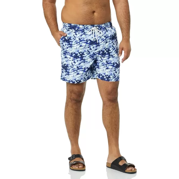 Amazon Essentials Mens 7 QuickDry Swim TrunkNavy Tie Dye