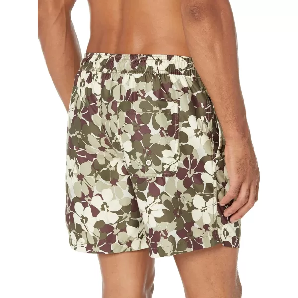 Amazon Essentials Mens 7 QuickDry Swim TrunkOlive Floral
