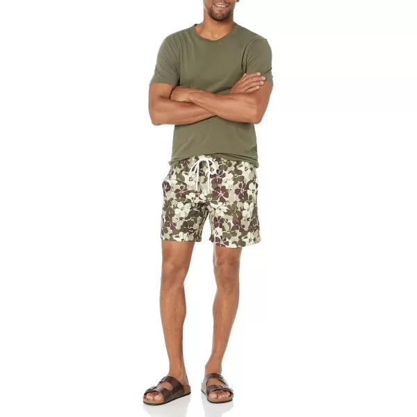 Amazon Essentials Mens 7 QuickDry Swim TrunkOlive Floral