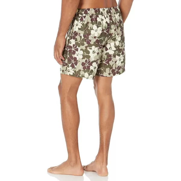 Amazon Essentials Mens 7 QuickDry Swim TrunkOlive Floral