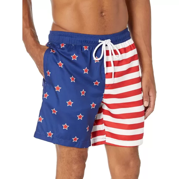 Amazon Essentials Mens 7 QuickDry Swim TrunkStars Print