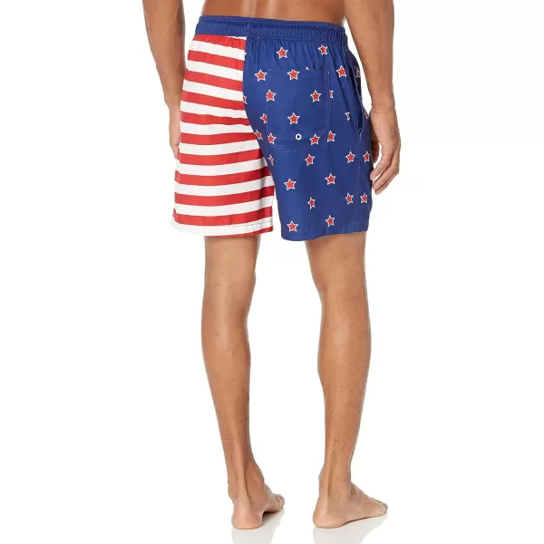 Amazon Essentials Mens 7 QuickDry Swim TrunkStars Print