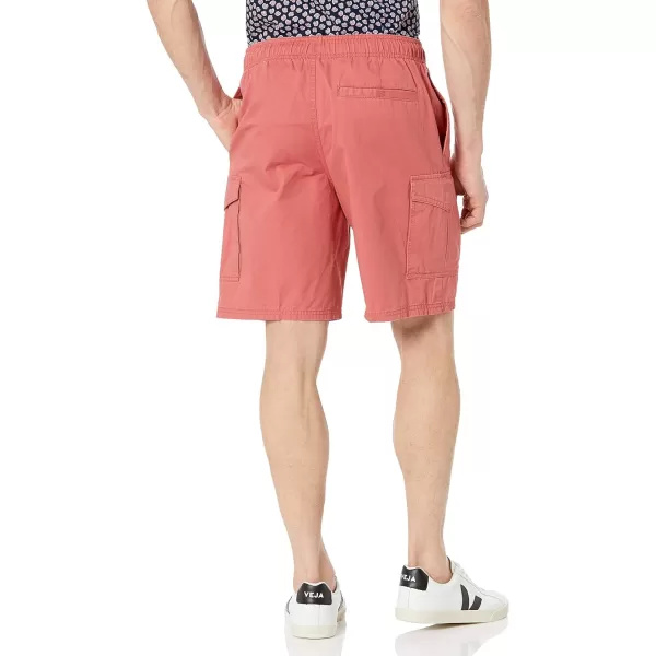 Amazon Essentials Mens 9 Elastic Waist Cargo ShortWashed Red