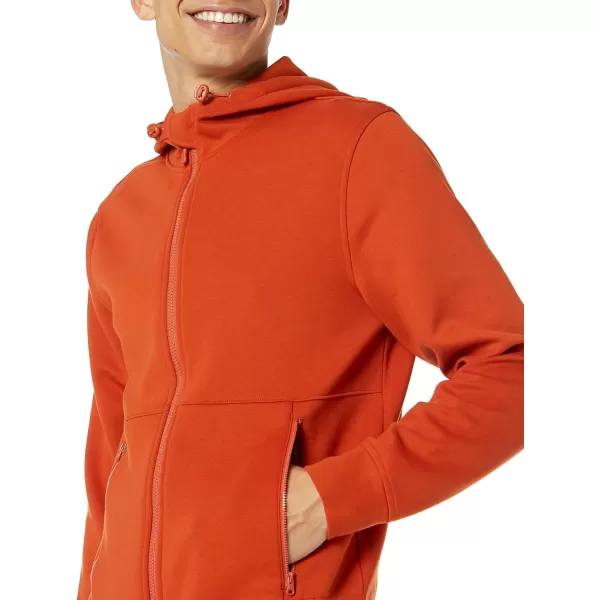 Amazon Essentials Mens Active Sweat Zip Through Hooded Sweatshirt Available in Big amp TallRust Orange