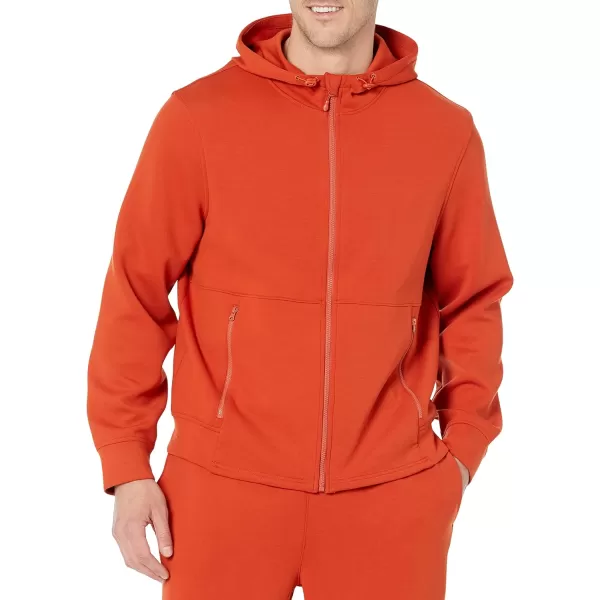 Amazon Essentials Mens Active Sweat Zip Through Hooded Sweatshirt Available in Big amp TallRust Orange