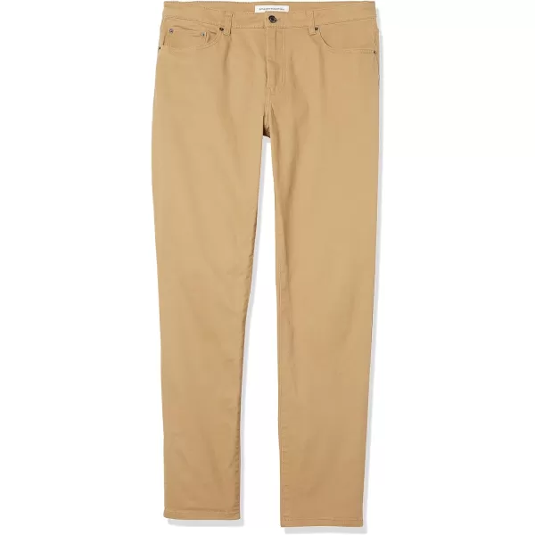 Amazon Essentials Mens AthleticFit 5Pocket Stretch Twill Pant Available in Big amp TallDark Khaki Brown