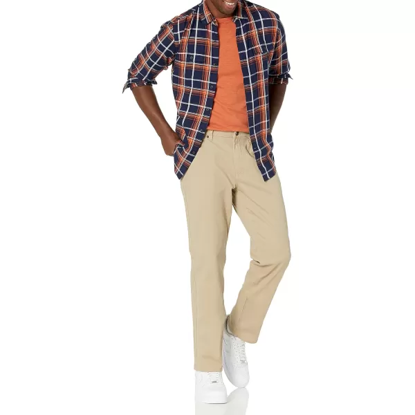 Amazon Essentials Mens AthleticFit 5Pocket Stretch Twill Pant Available in Big amp TallKhaki Brown