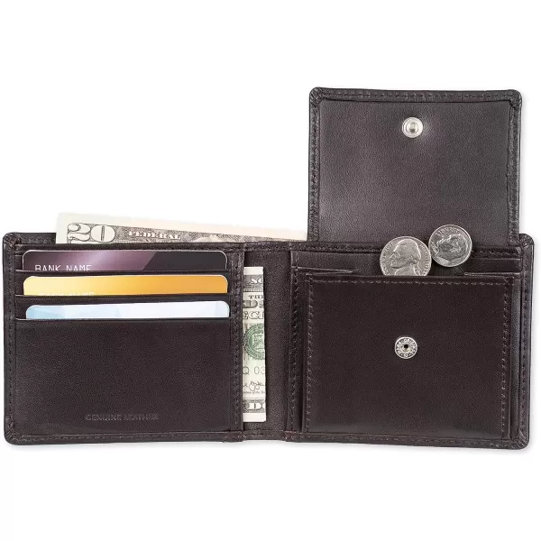 Amazon Essentials Mens Bifold Wallet with Coin PocketDark Brown