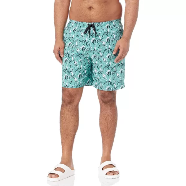 Amazon Essentials Mens Board ShortsTurquoise Green Tropical Leaves