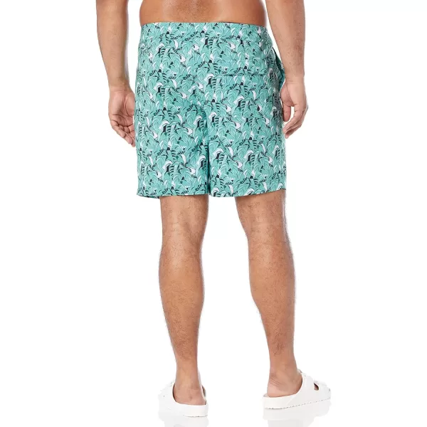 Amazon Essentials Mens Board ShortsTurquoise Green Tropical Leaves