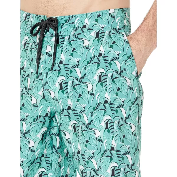 Amazon Essentials Mens Board ShortsTurquoise Green Tropical Leaves