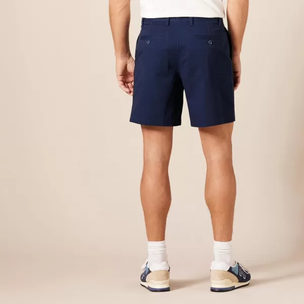 Amazon Essentials Mens ClassicFit 7 Comfort Stretch Chino ShortNavy