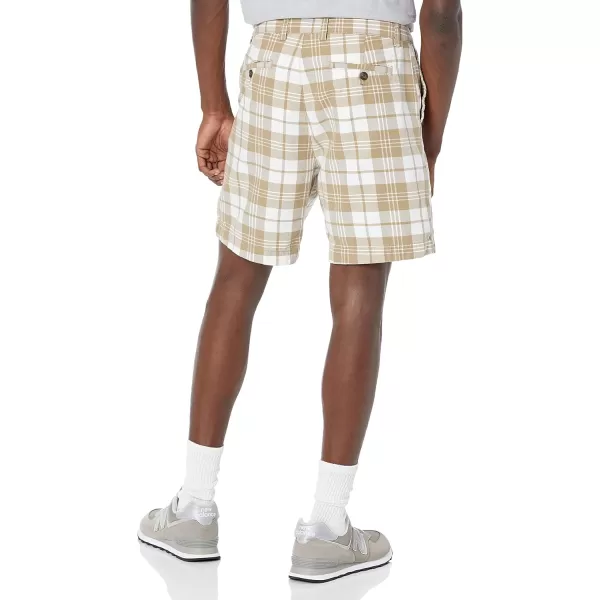 Amazon Essentials Mens ClassicFit 7 ShortKhaki Brown Plaid