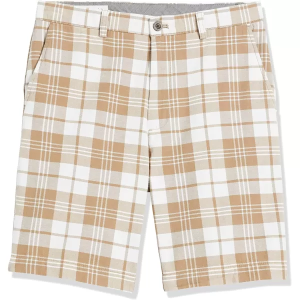 Amazon Essentials Mens ClassicFit 9 ShortKhaki Brown Plaid