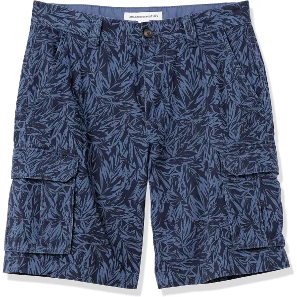 Amazon Essentials Mens ClassicFit Cargo Short Available in Big  TallIndigo Palm Leaf Print