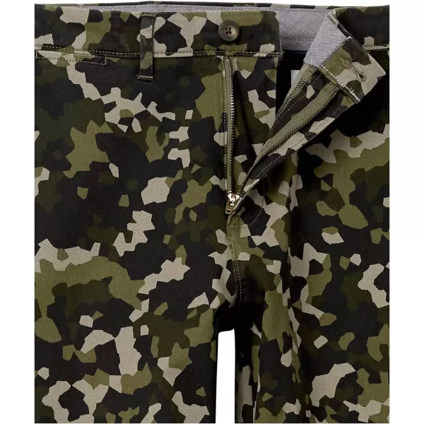 Amazon Essentials Mens ClassicFit Casual Stretch Khaki PantOlive Geo Camo