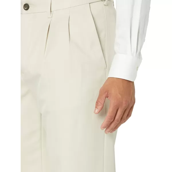 Amazon Essentials Mens ClassicFit ExpandableWaist Pleated Dress PantPolyester Stone