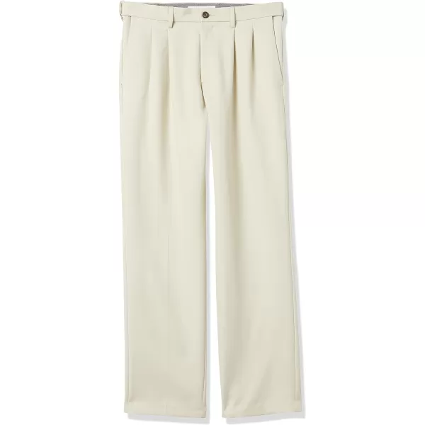 Amazon Essentials Mens ClassicFit ExpandableWaist Pleated Dress PantPolyester Stone