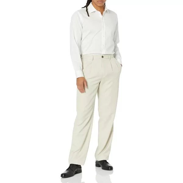 Amazon Essentials Mens ClassicFit ExpandableWaist Pleated Dress PantPolyester Stone