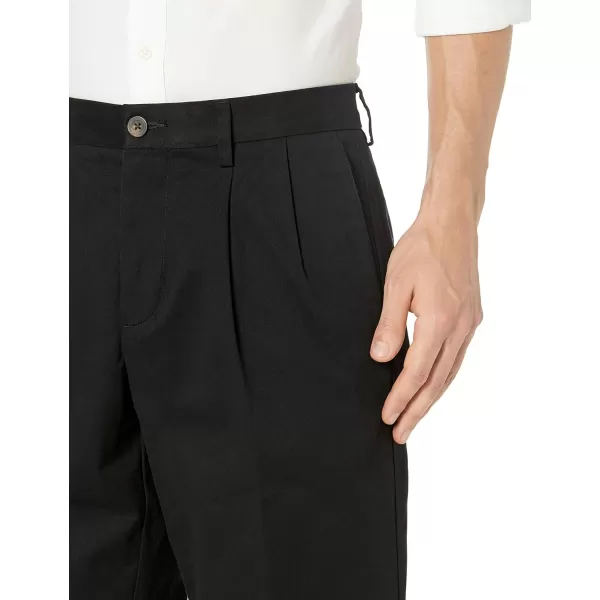 Amazon Essentials Mens ClassicFit WrinkleResistant Pleated Chino Pant Available in Big  TallBlack