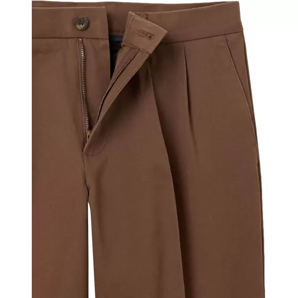 Amazon Essentials Mens ClassicFit WrinkleResistant Pleated Chino Pant Available in Big  TallBrown