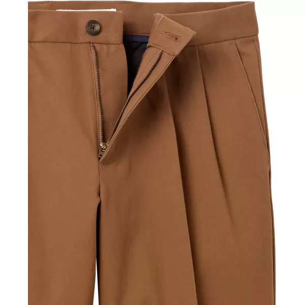 Amazon Essentials Mens ClassicFit WrinkleResistant Pleated Chino Pant Available in Big  TallDark Khaki Brown