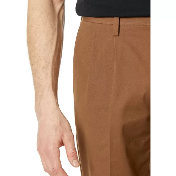 Amazon Essentials Mens ClassicFit WrinkleResistant Pleated Chino Pant Available in Big  TallDark Khaki Brown