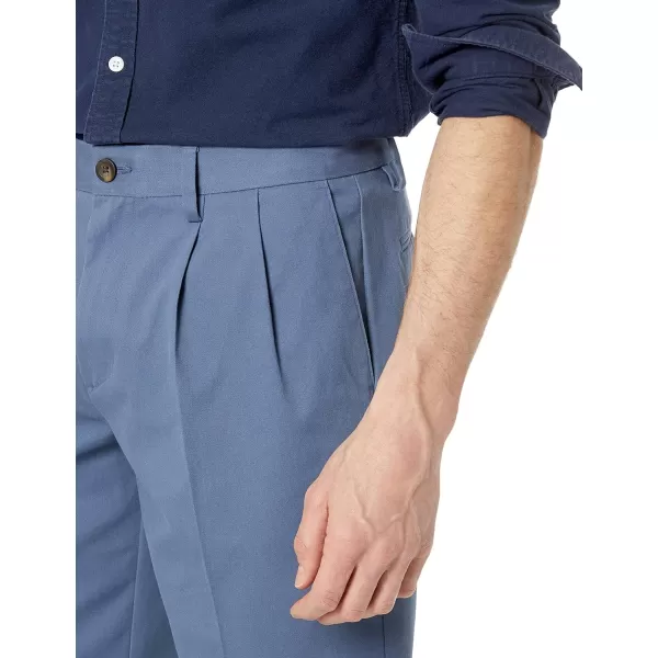 Amazon Essentials Mens ClassicFit WrinkleResistant Pleated Chino Pant Available in Big  TallIndigo