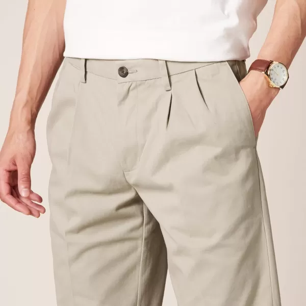 Amazon Essentials Mens ClassicFit WrinkleResistant Pleated Chino Pant Available in Big  TallKhaki Brown