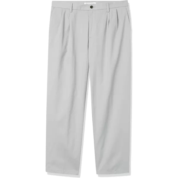 Amazon Essentials Mens ClassicFit WrinkleResistant Pleated Chino Pant Available in Big  TallLight Grey